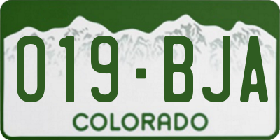 CO license plate 019BJA