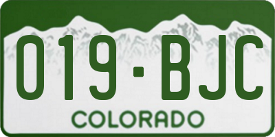 CO license plate 019BJC