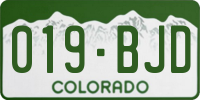 CO license plate 019BJD
