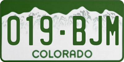 CO license plate 019BJM