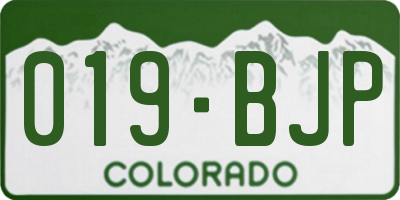 CO license plate 019BJP