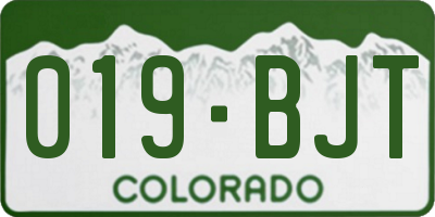CO license plate 019BJT