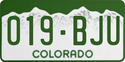 CO license plate 019BJU