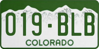 CO license plate 019BLB