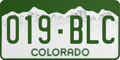 CO license plate 019BLC