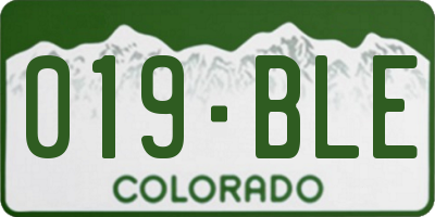 CO license plate 019BLE