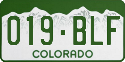 CO license plate 019BLF