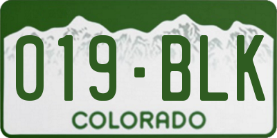 CO license plate 019BLK