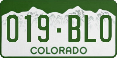 CO license plate 019BLO