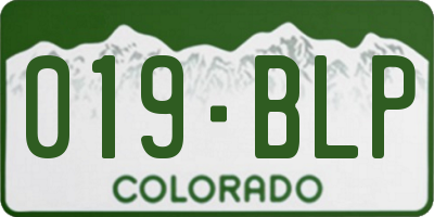 CO license plate 019BLP