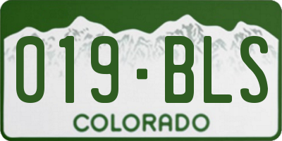 CO license plate 019BLS