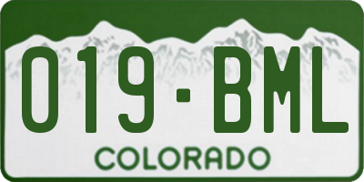 CO license plate 019BML