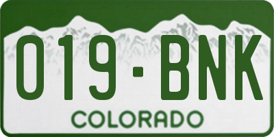 CO license plate 019BNK