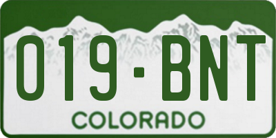 CO license plate 019BNT