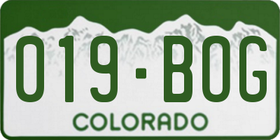 CO license plate 019BOG