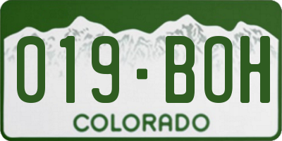 CO license plate 019BOH