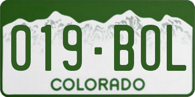 CO license plate 019BOL