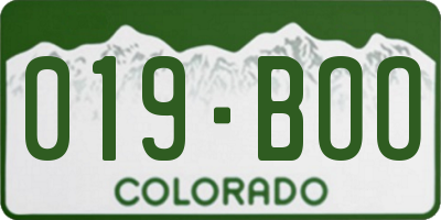 CO license plate 019BOO