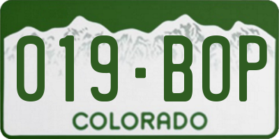 CO license plate 019BOP