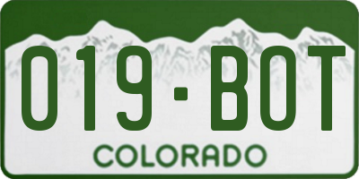 CO license plate 019BOT