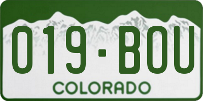 CO license plate 019BOU