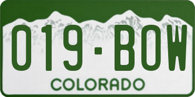 CO license plate 019BOW