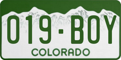 CO license plate 019BOY