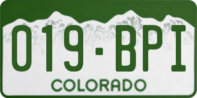 CO license plate 019BPI