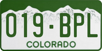 CO license plate 019BPL