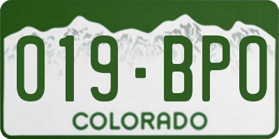 CO license plate 019BPO