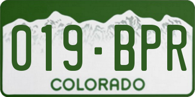 CO license plate 019BPR