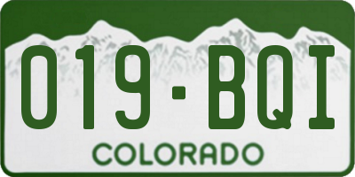 CO license plate 019BQI