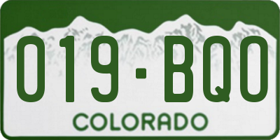 CO license plate 019BQO