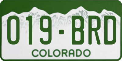 CO license plate 019BRD