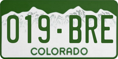 CO license plate 019BRE