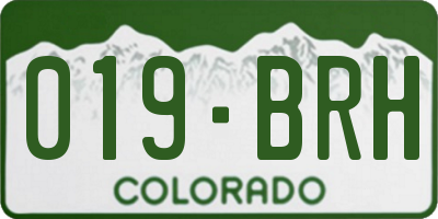 CO license plate 019BRH