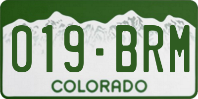 CO license plate 019BRM
