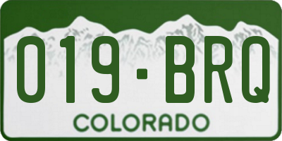 CO license plate 019BRQ
