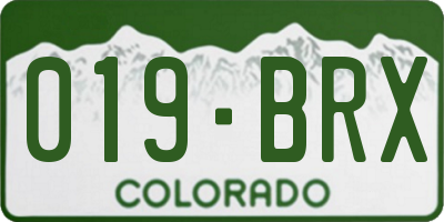 CO license plate 019BRX