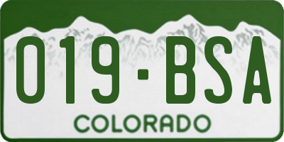 CO license plate 019BSA