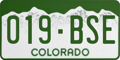 CO license plate 019BSE