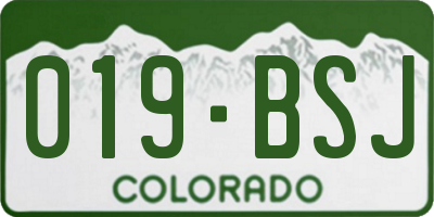 CO license plate 019BSJ