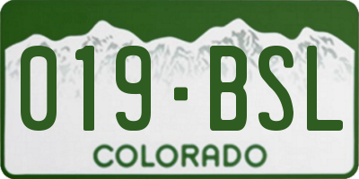 CO license plate 019BSL