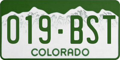 CO license plate 019BST