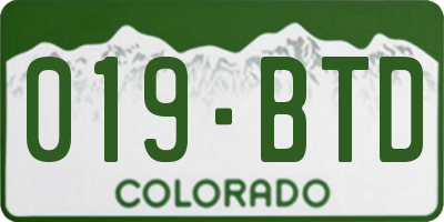 CO license plate 019BTD