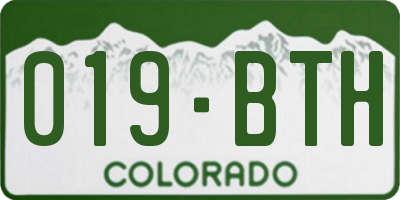 CO license plate 019BTH