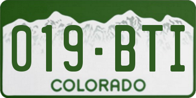 CO license plate 019BTI