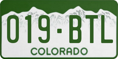 CO license plate 019BTL