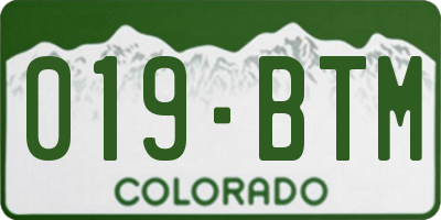 CO license plate 019BTM