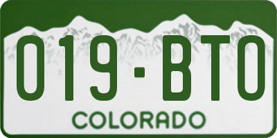 CO license plate 019BTO
